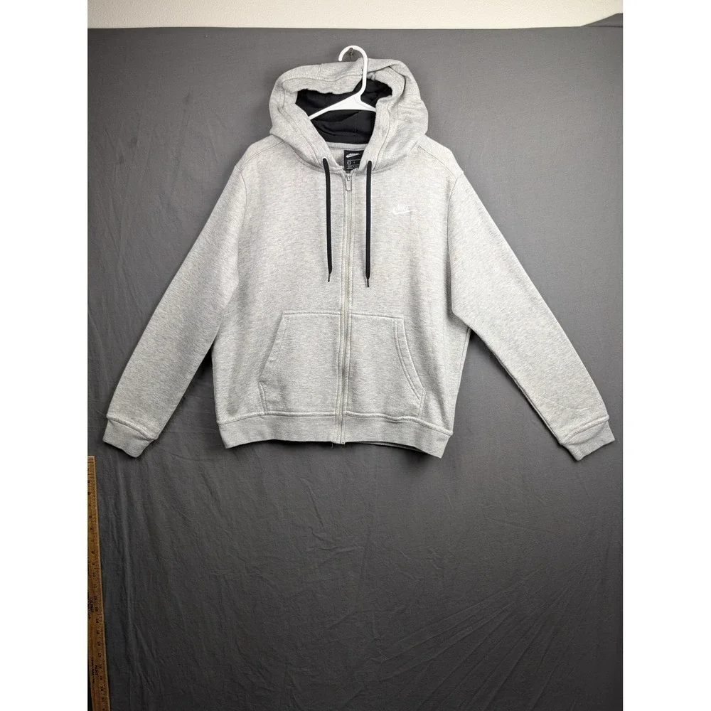Nike Mens Club Fleece Full Zip Hoodie Heather Gray Size Large